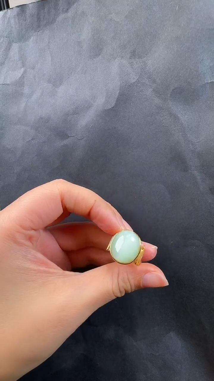 银S925镶嵌戒指和田玉冰**️圈口12-14