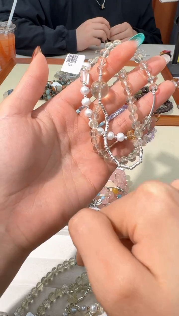 【闪购商品】水晶手链银S925镶嵌A049黄水双圈设计款