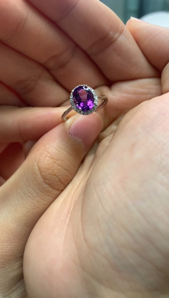 银S925镶嵌戒指紫晶J