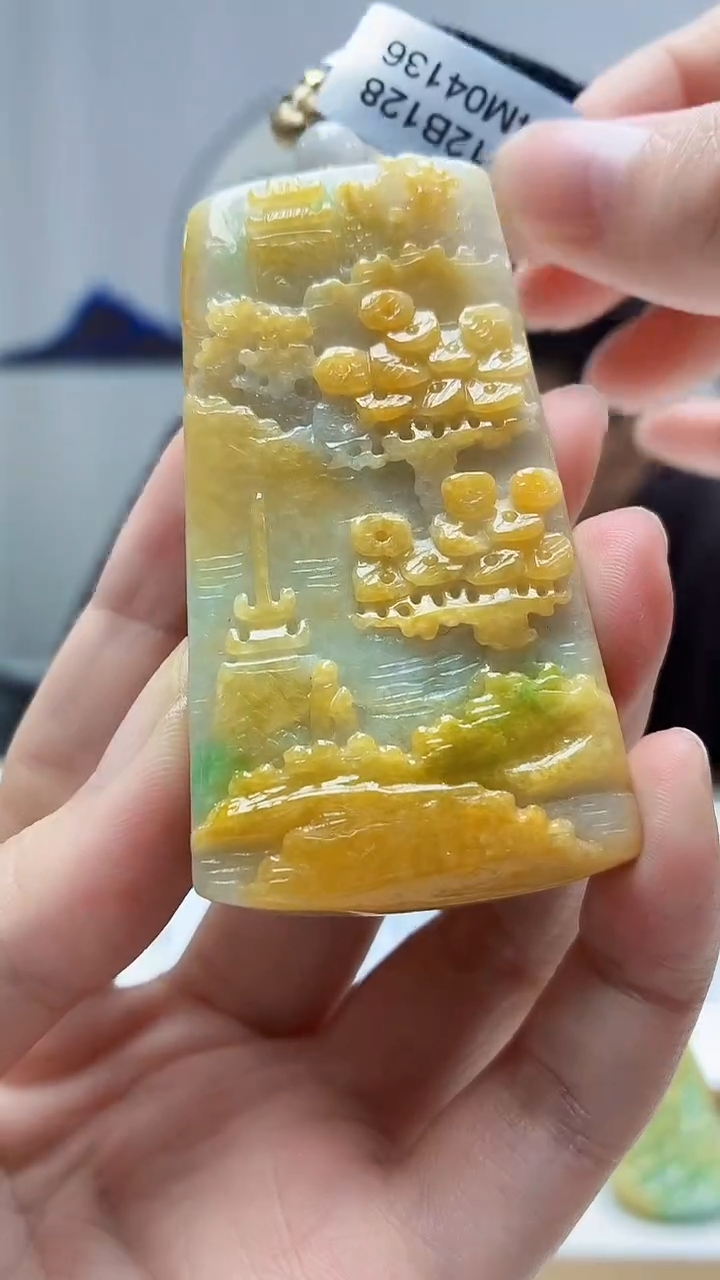 未镶嵌定制翡翠5145zm-毛货挂件57山水