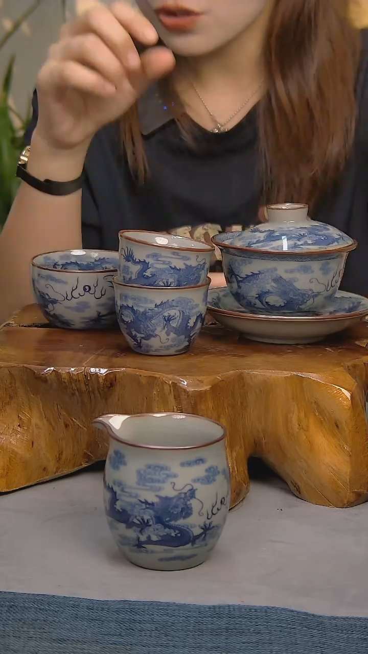 简装家用款5件套 老陶泥开片纹陶瓷茶具
