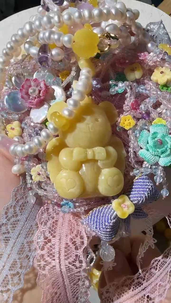 未镶嵌项链蜜蜡蜜蜡小熊项链斜跨