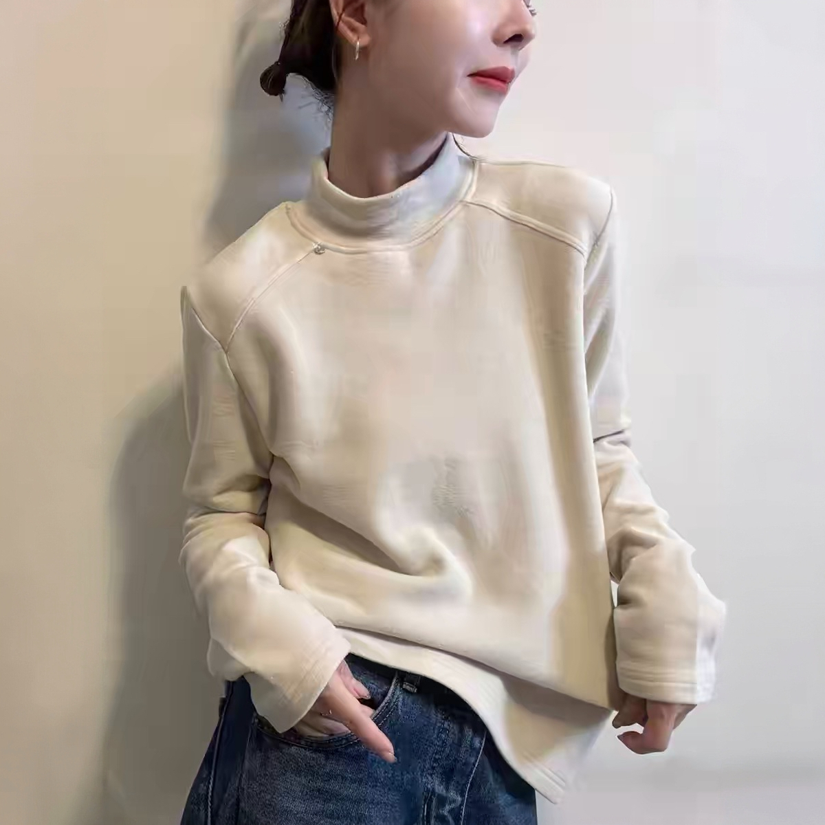 新款半高领双面绒上衣9146