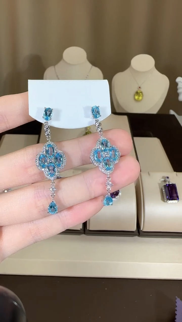 【闪购商品】托帕石耳饰银S925镶嵌耳坠