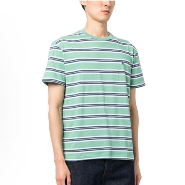 稿把 条纹圆领 短袖 潮流服饰