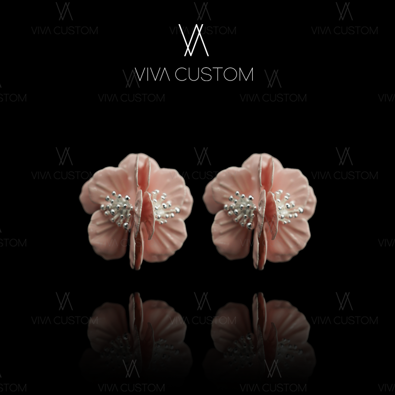 甜美轻奢法式樱花耳钉；