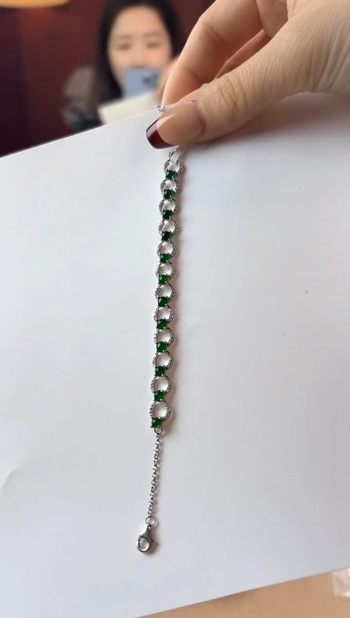 【闪购商品】翡翠手链银S925镶嵌KT24032766