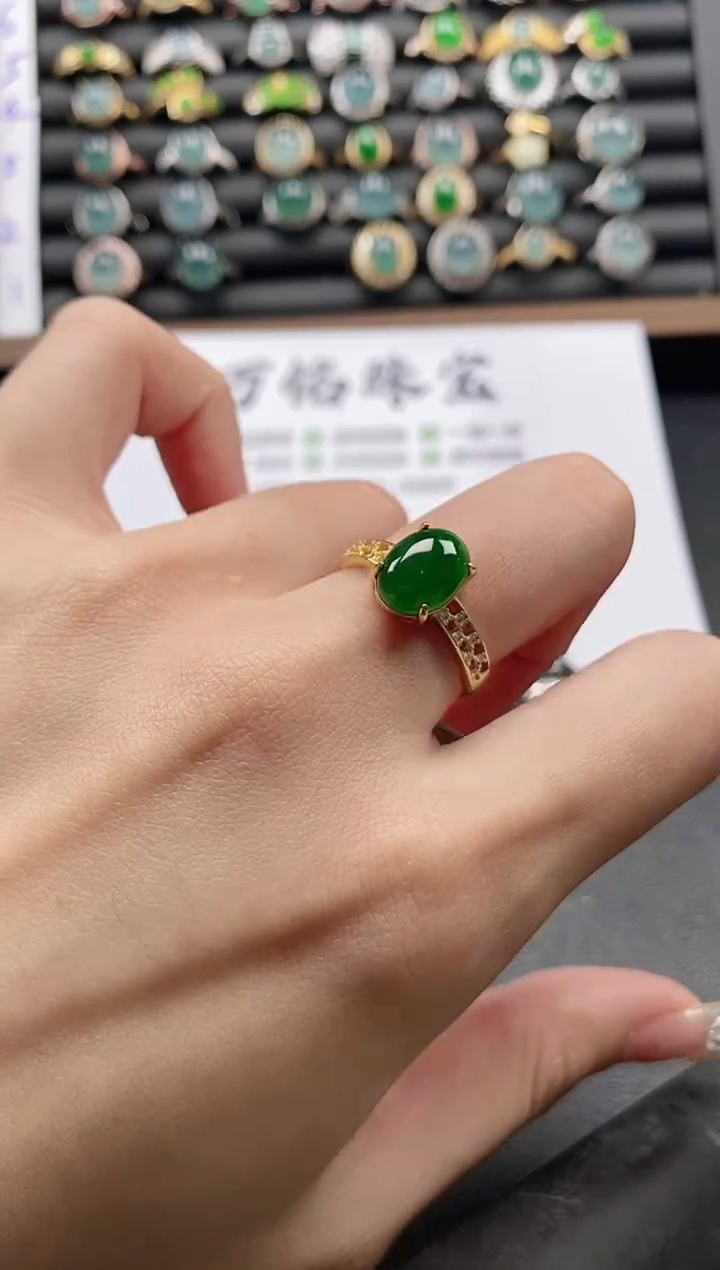 银S925镶嵌戒指翡翠51511