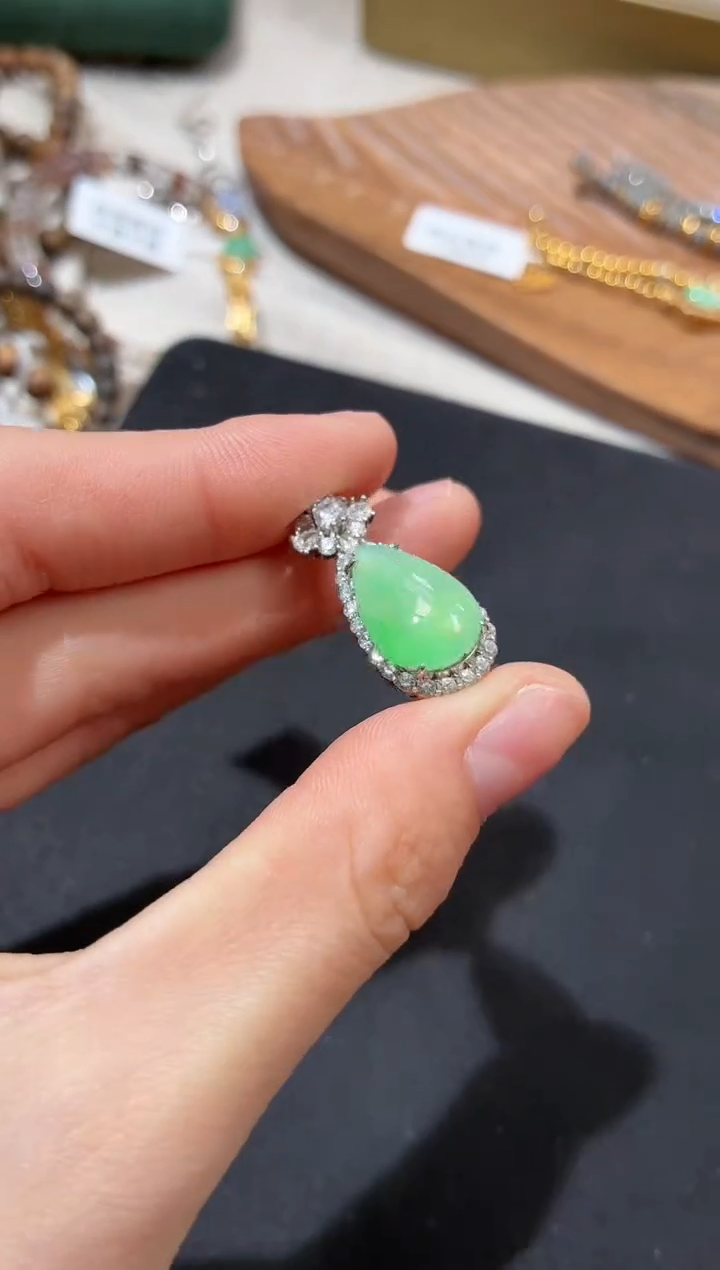 吊坠(不含链)银S925镶嵌翡翠吊坠