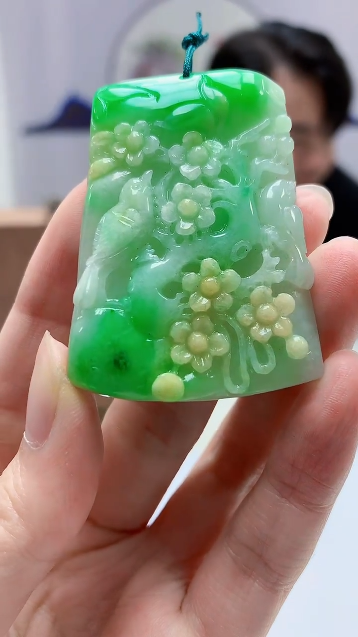 【闪购商品】定制翡翠未镶嵌5060zm-毛货喜上眉梢188