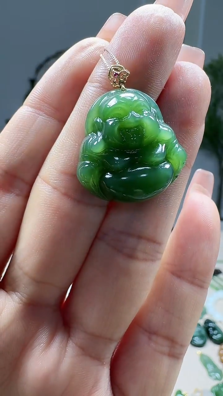 吊坠(不含链)18K金镶嵌和田玉1