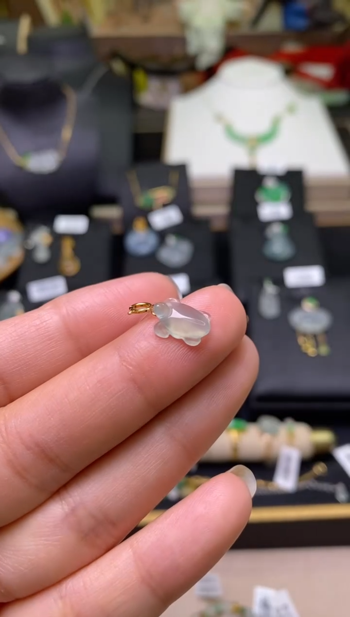 【闪购商品】翡翠颈饰18K金镶嵌净货19797