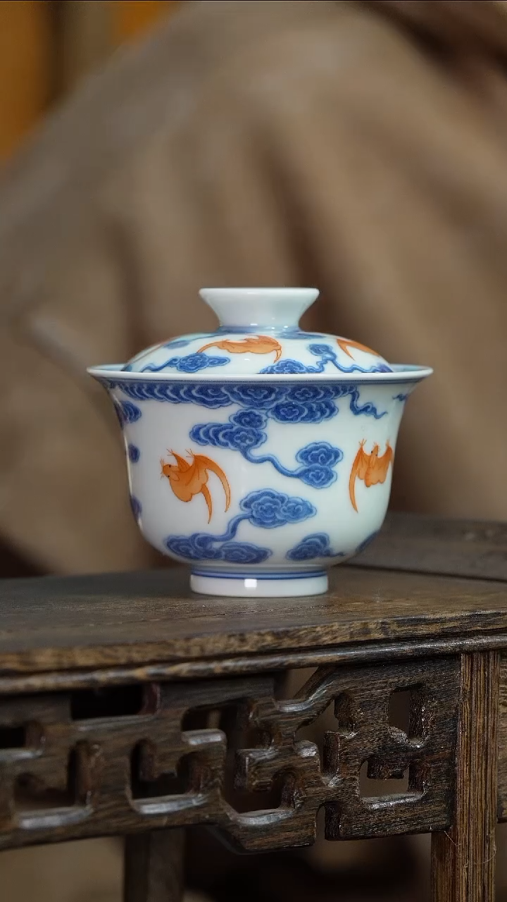 【闪购商品】碗樂静堂110ml岩茶盖碗十福