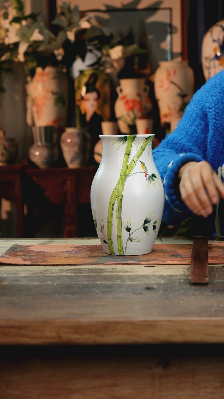 【闪购商品】瓷片景德镇纯手工釉下彩精品花瓶