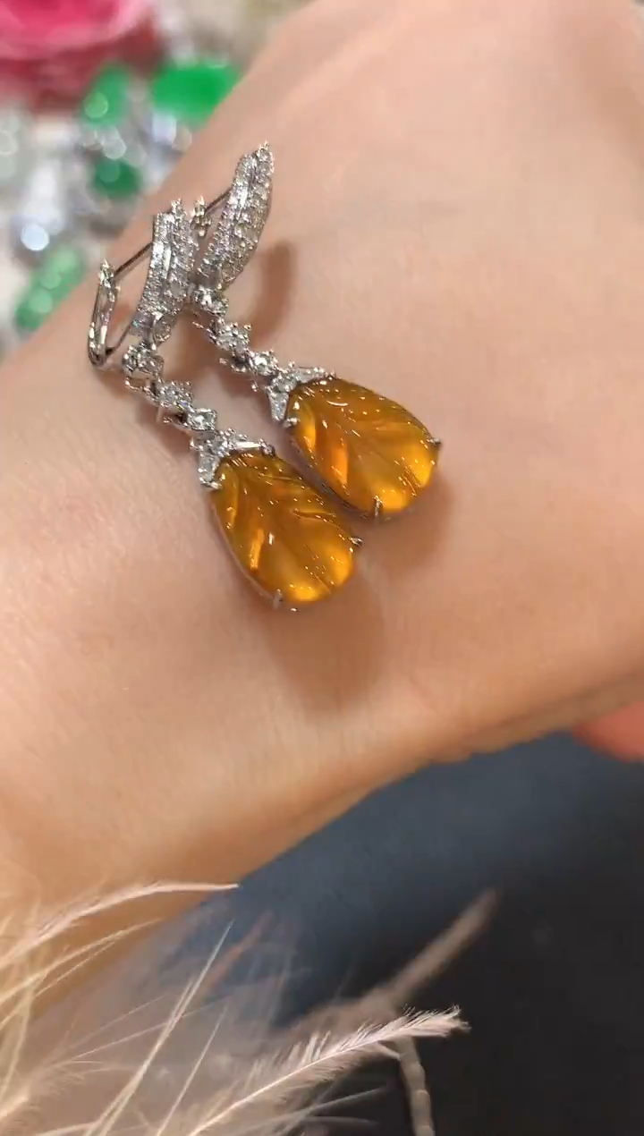 18K金镶嵌翡翠耳饰z114  