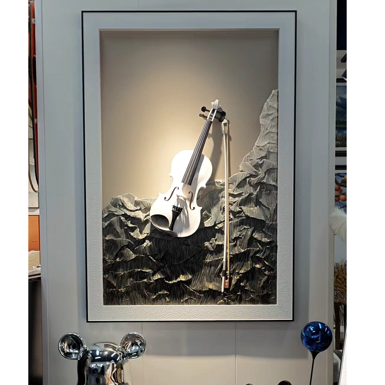 SANYI（小提琴）立体实物装置画沙发背景侧挂入户玄关书房装饰画