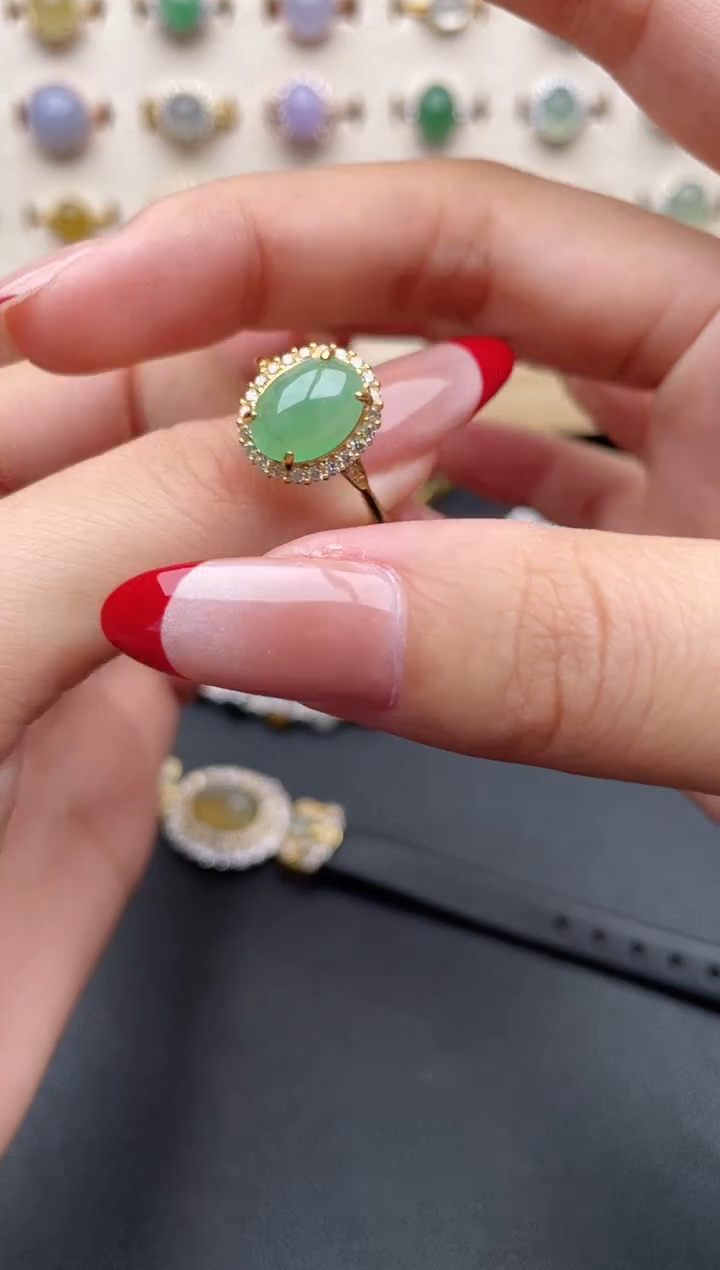 【闪购商品】翡翠戒指银S925镶嵌一物一证一礼盒