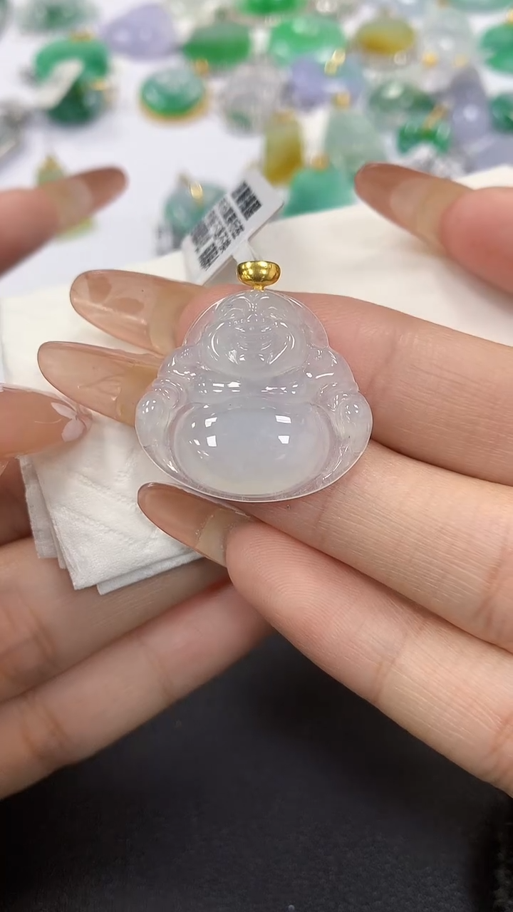 颈饰18K金镶嵌翡翠a货假一赔三支持复检百元上9元证书费自理