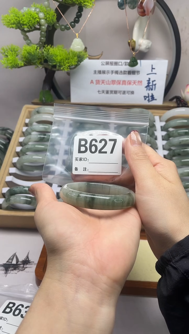 【闪购商品】石英质玉（天山翠）手镯未镶嵌b627