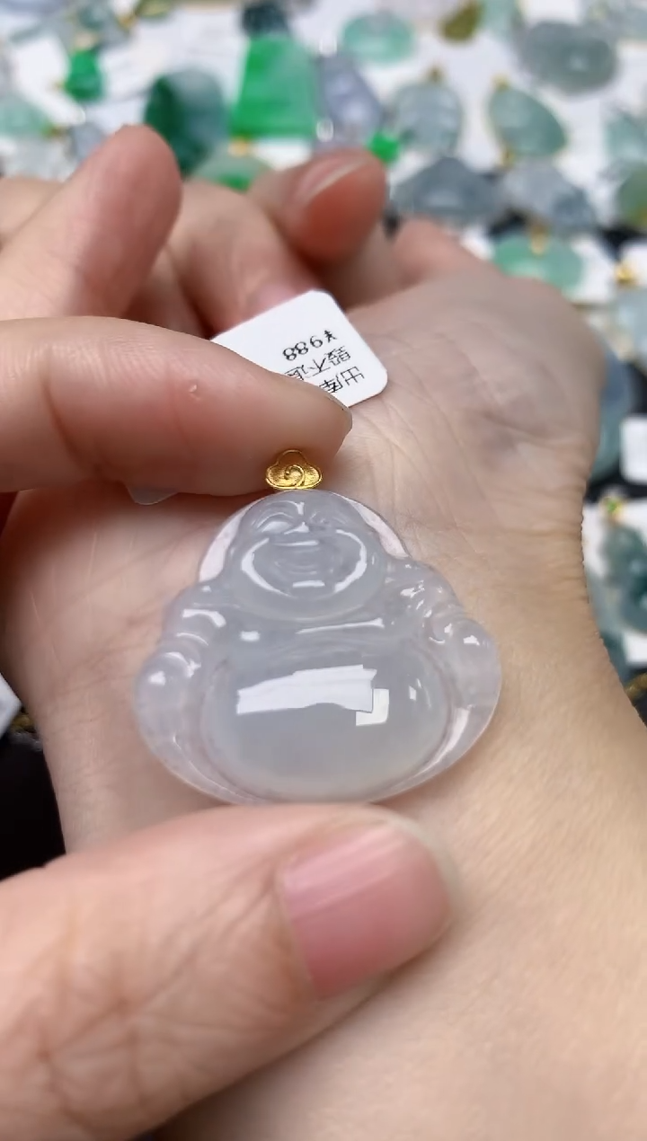 颈饰18K金镶嵌翡翠天然缅甸A货翡翠