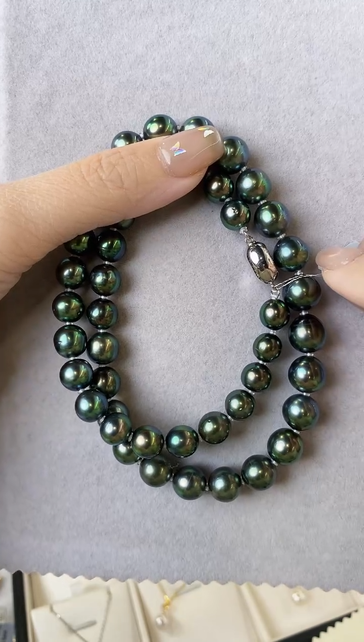 【闪购商品】海水珍珠项链未镶嵌8-11大溪地黑珍珠项链