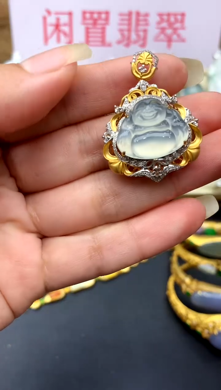翡翠18K金镶嵌颈饰622-中国好珍宝