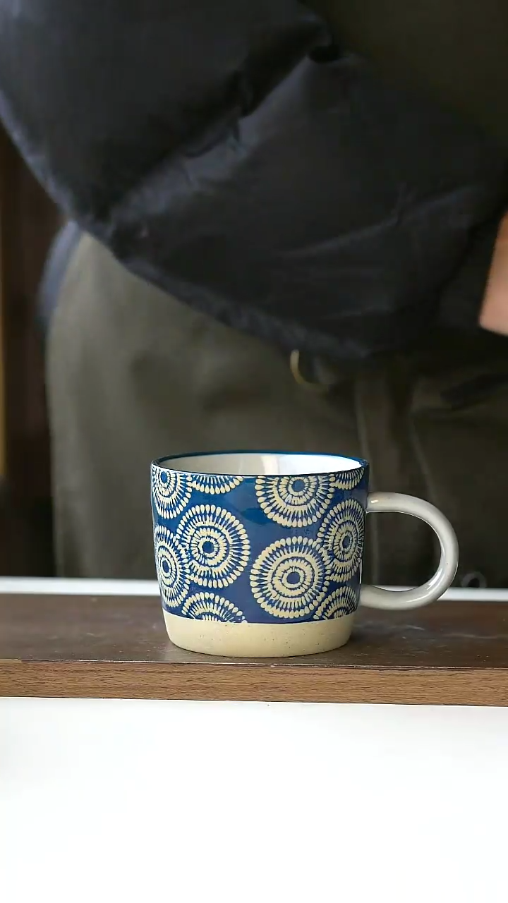 【闪购商品】陶瓷013微瑕粗陶浮雕马克杯@4-2@