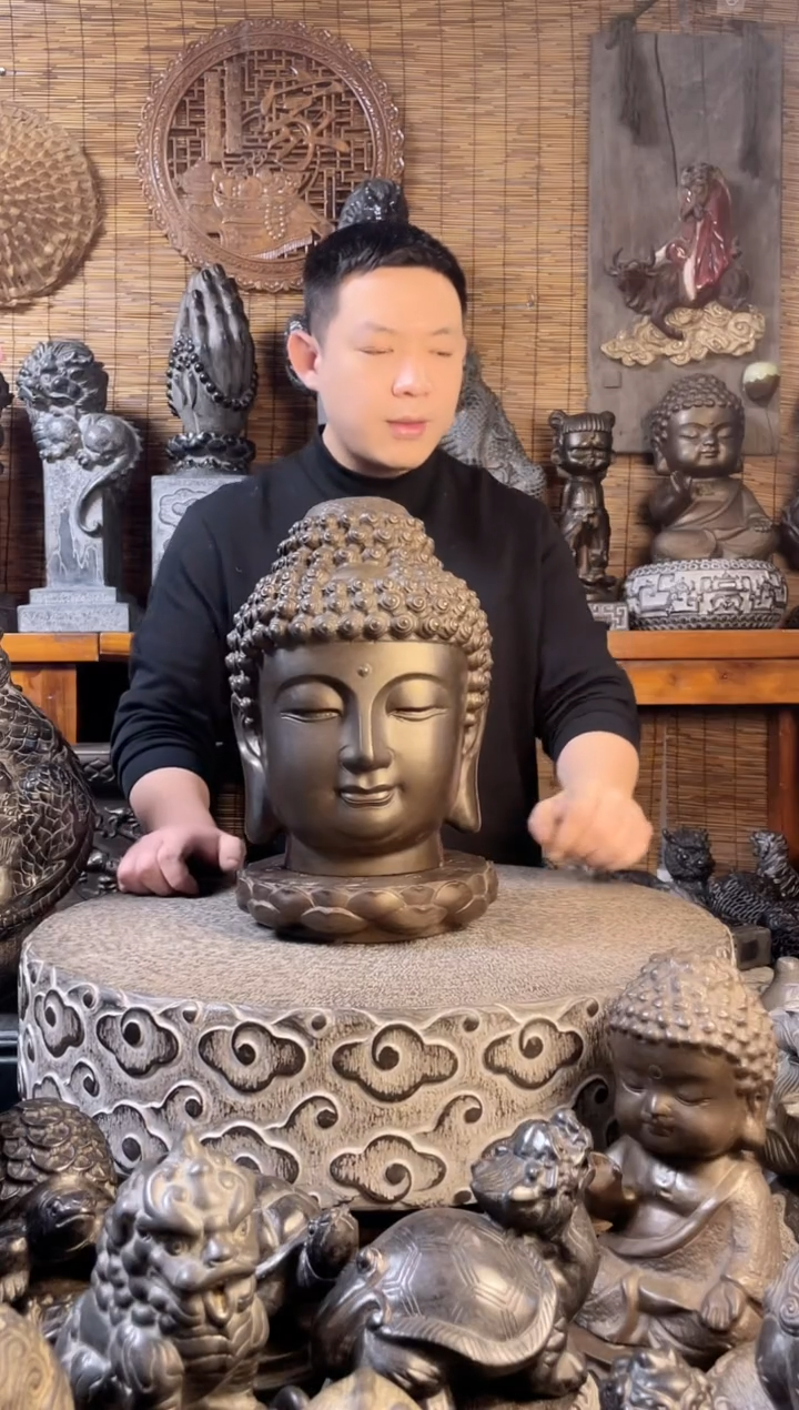 【闪购商品】30佛头+单层莲花台天然青石雕刻