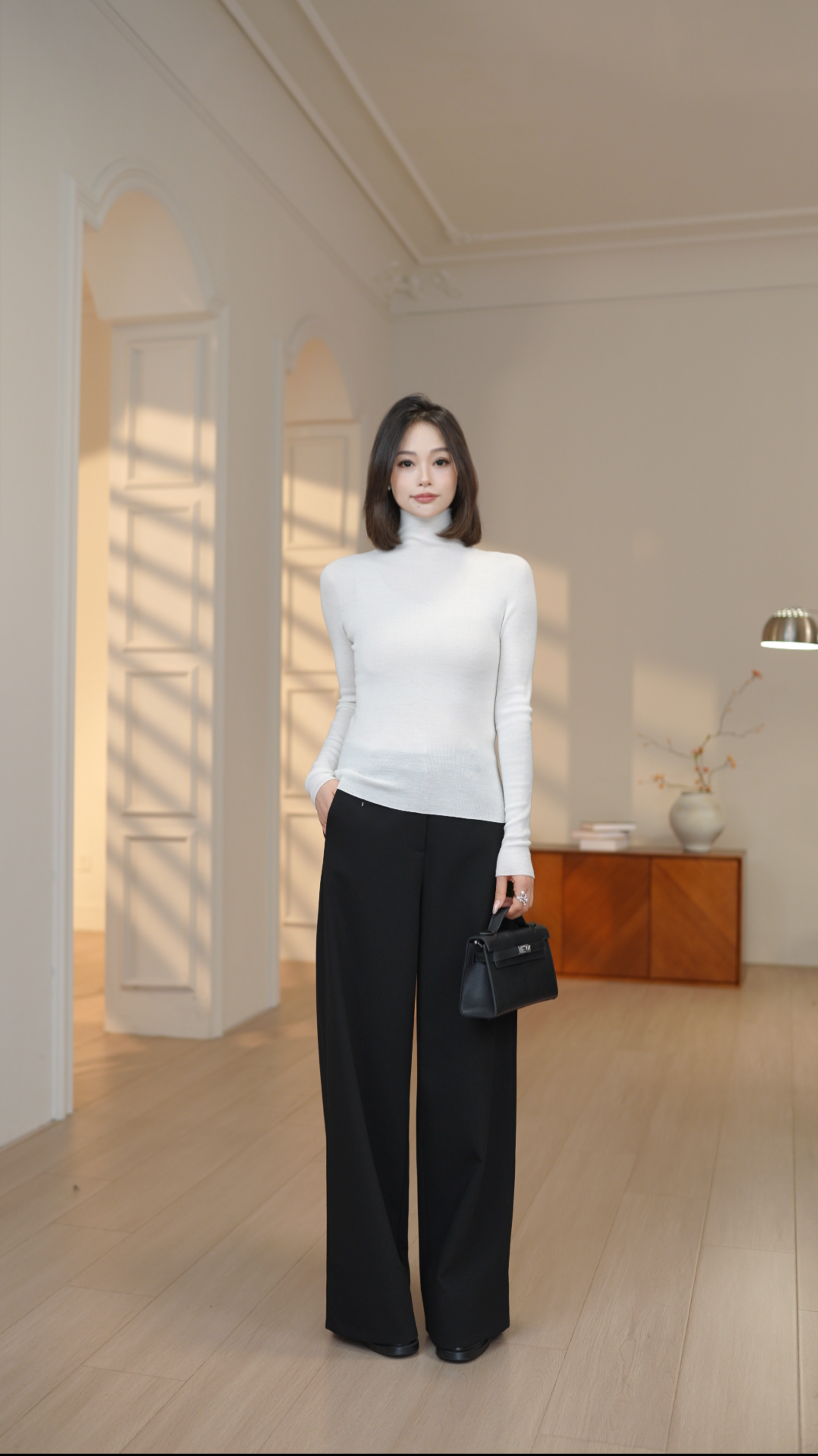 高级复古毛针织打底衫女秋冬季美拉德修身高领内搭毛衣上衣