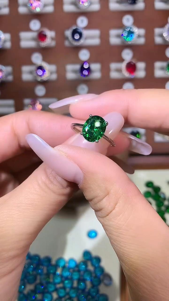 银S925镶嵌戒指碧玺810银色