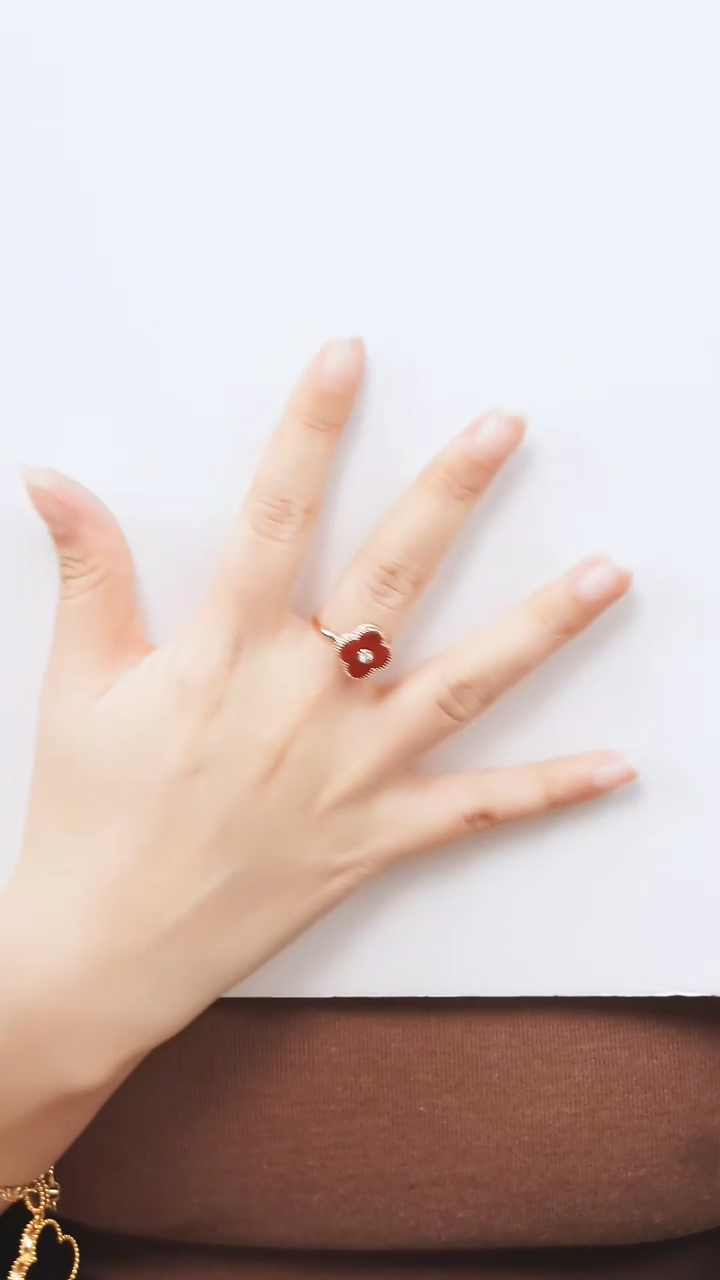 【闪购商品】玛瑙/玉髓戒指18K金镶嵌14号圈口 红玛瑙戒指