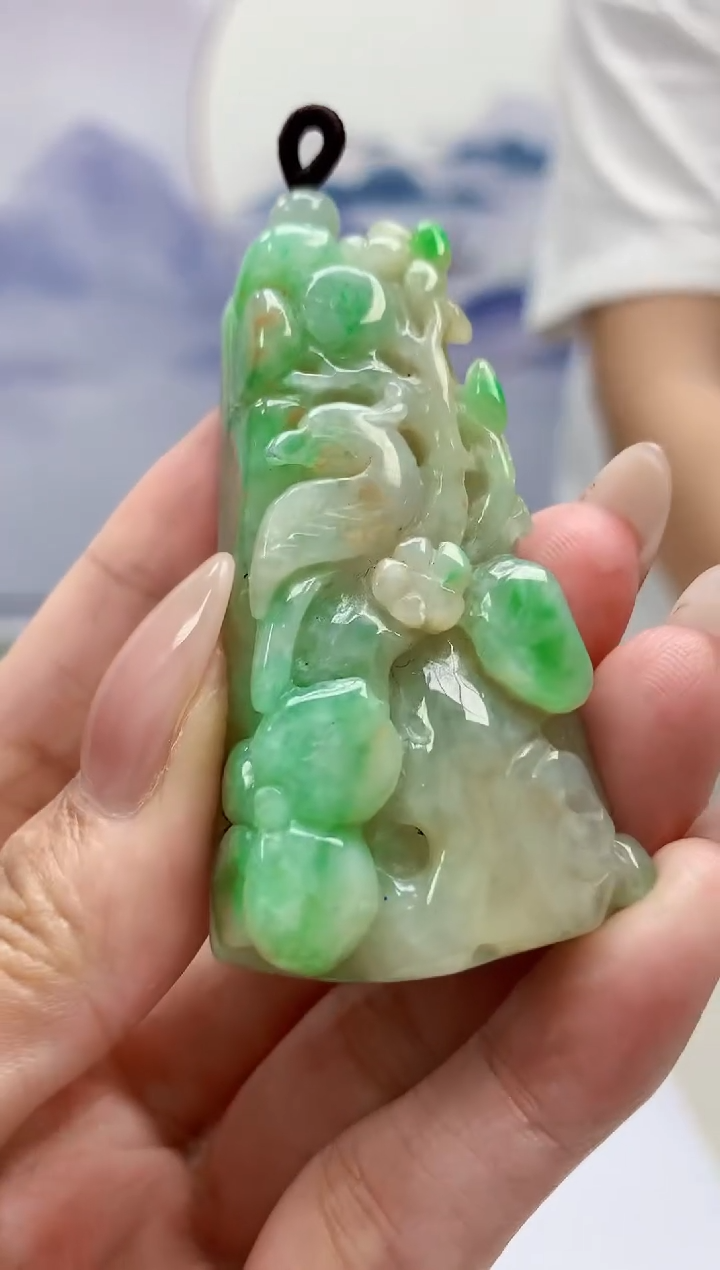 【闪购商品】定制翡翠未镶嵌4812MM-毛货挂件33