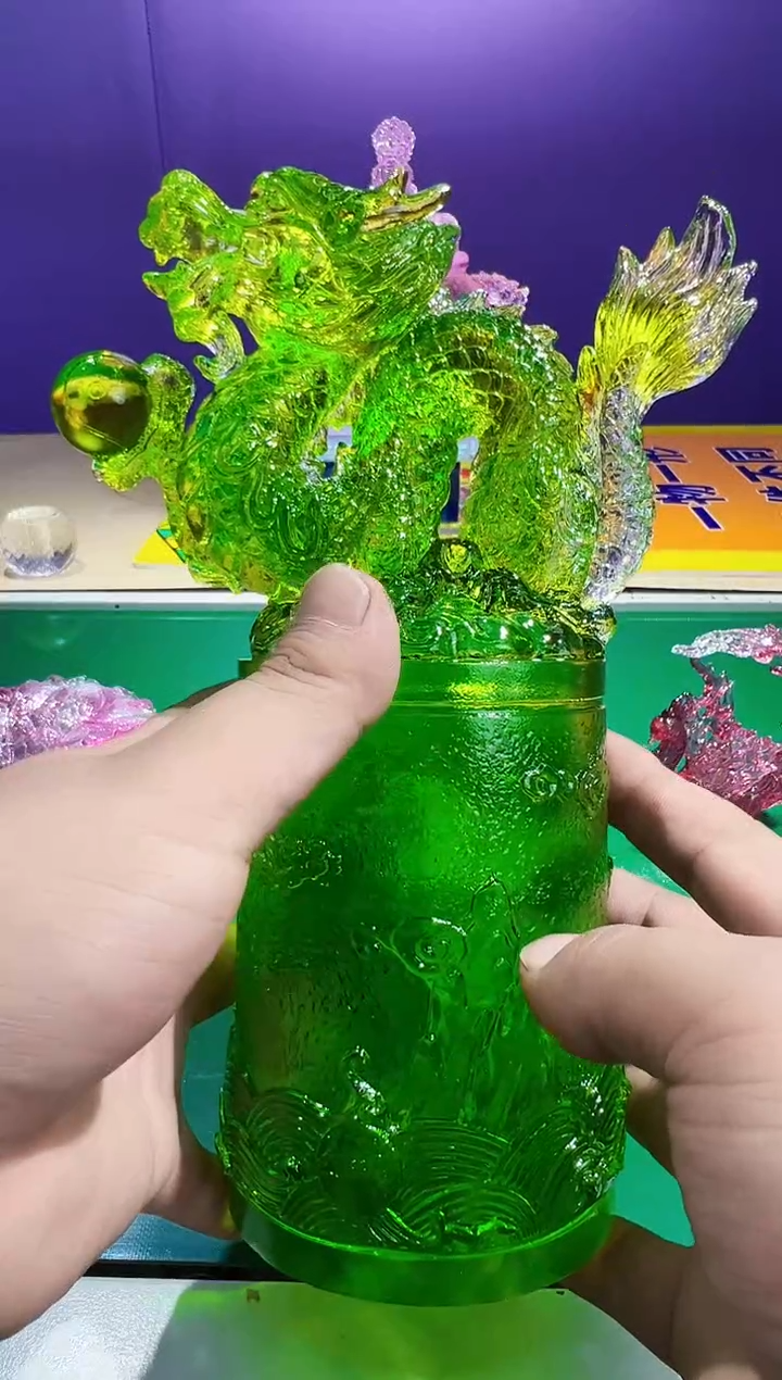 泥塑古法琉璃青龙摆件