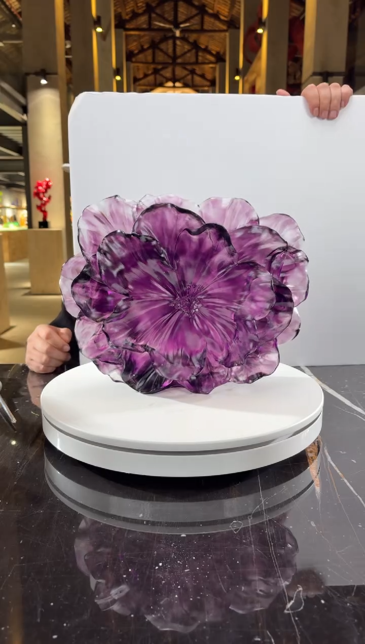 摆件0601094-3紫罗兰山茶花艺术琉璃花器