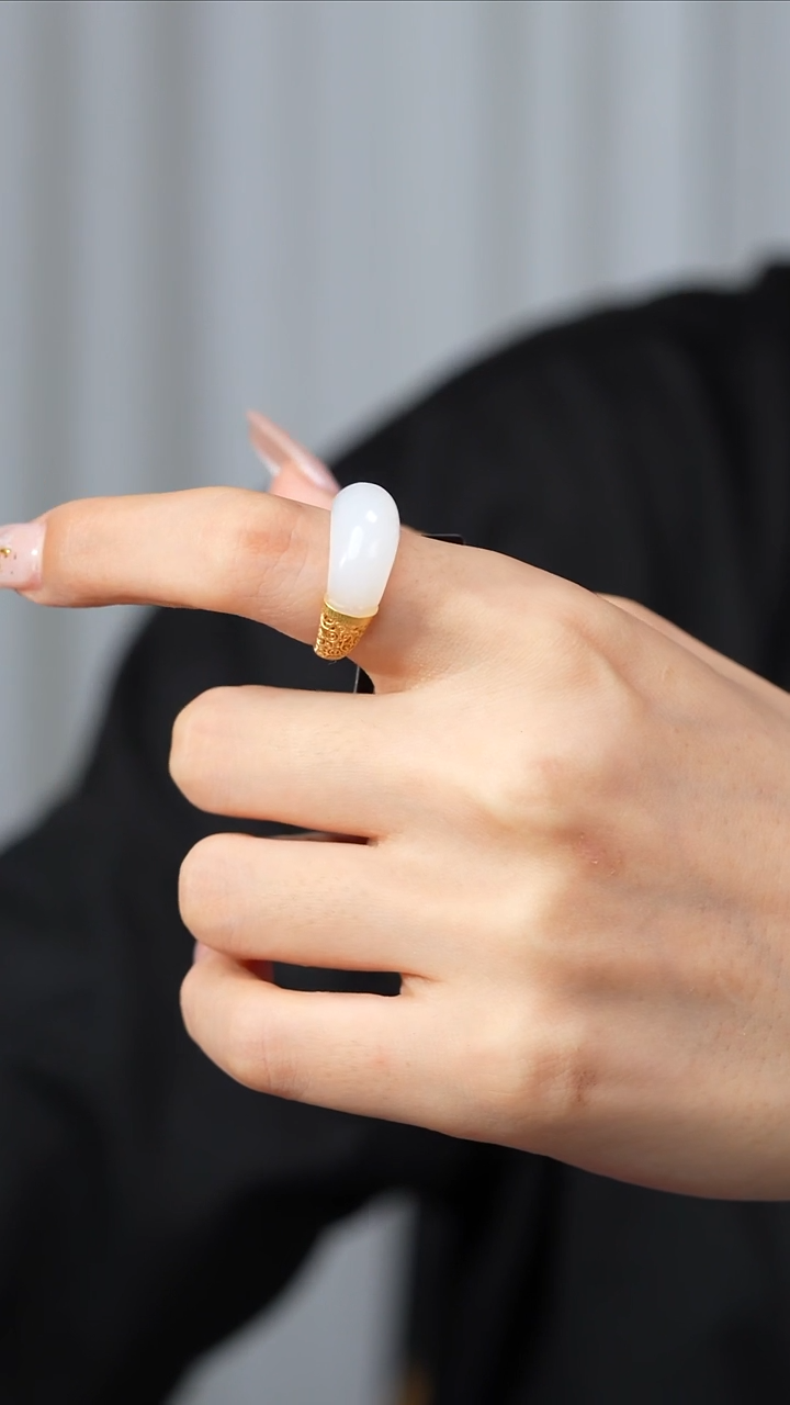 和田玉戒指银S925镶嵌1-