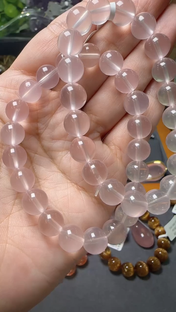 【闪购商品】水晶手串未镶嵌粉晶手串9m+X27253