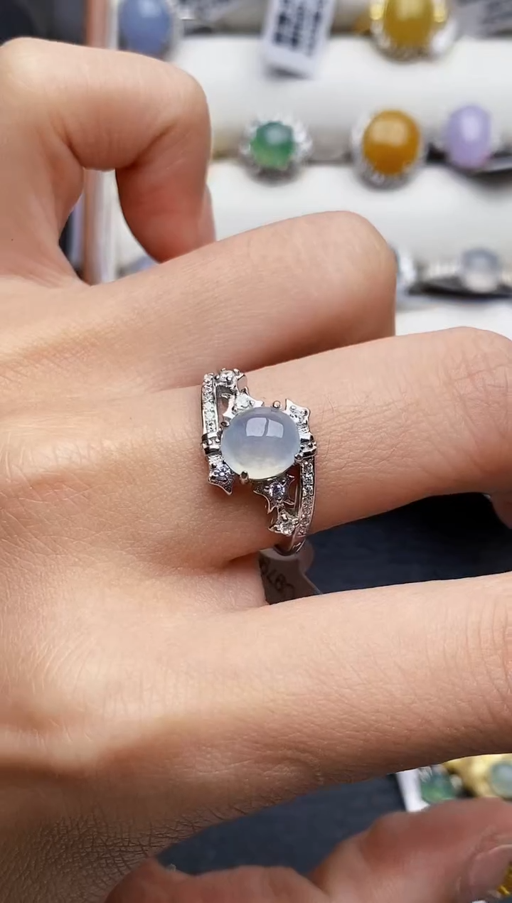 银S925镶嵌戒指翡翠4535