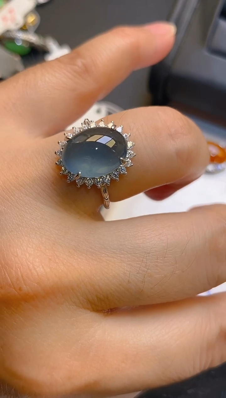 【闪购商品】翡翠耳饰银S925镶嵌天然A货翡翠1