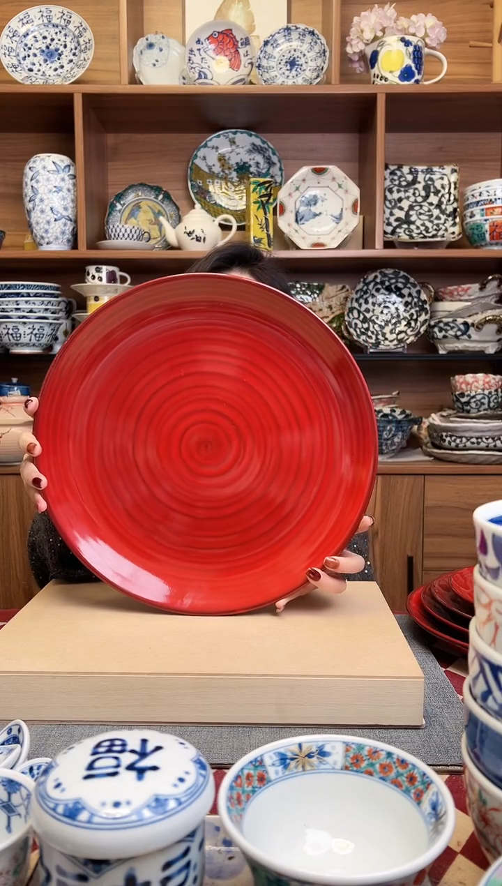 光洋31cm丸皿 赤 