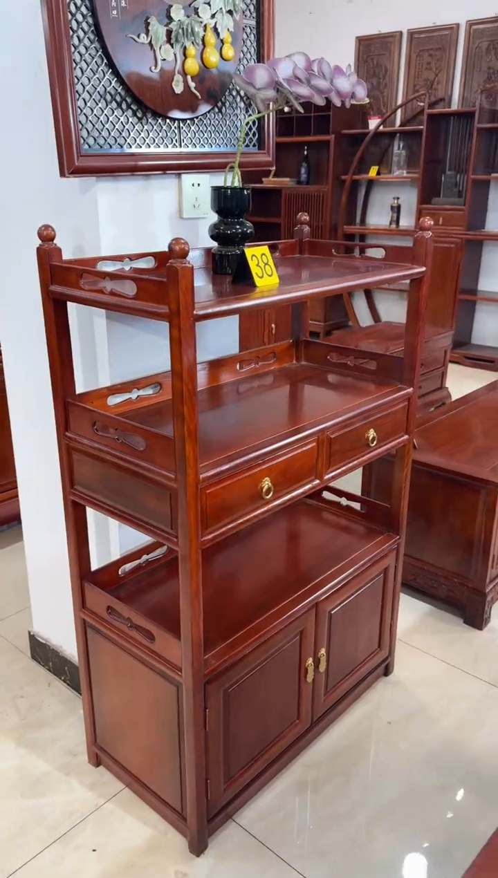 花梨木类柜类家具茶水柜书柜78*38*124 