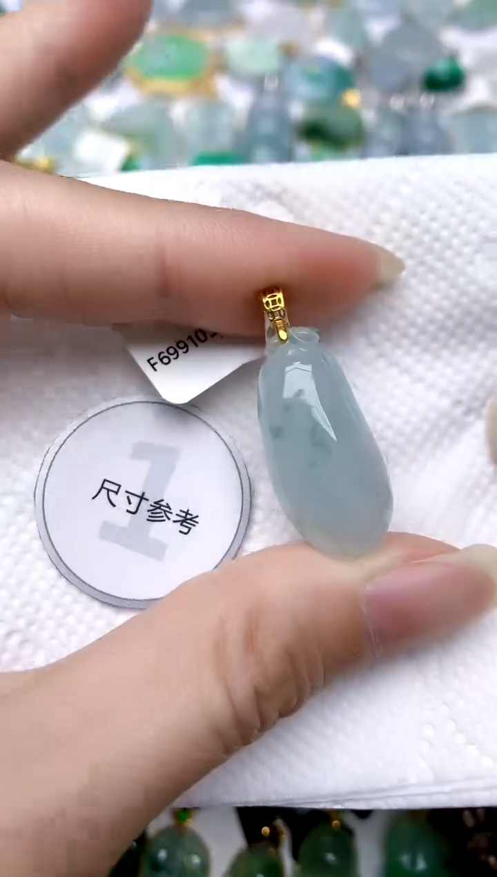 颈饰银S925镶嵌翡翠天然A货翡翠