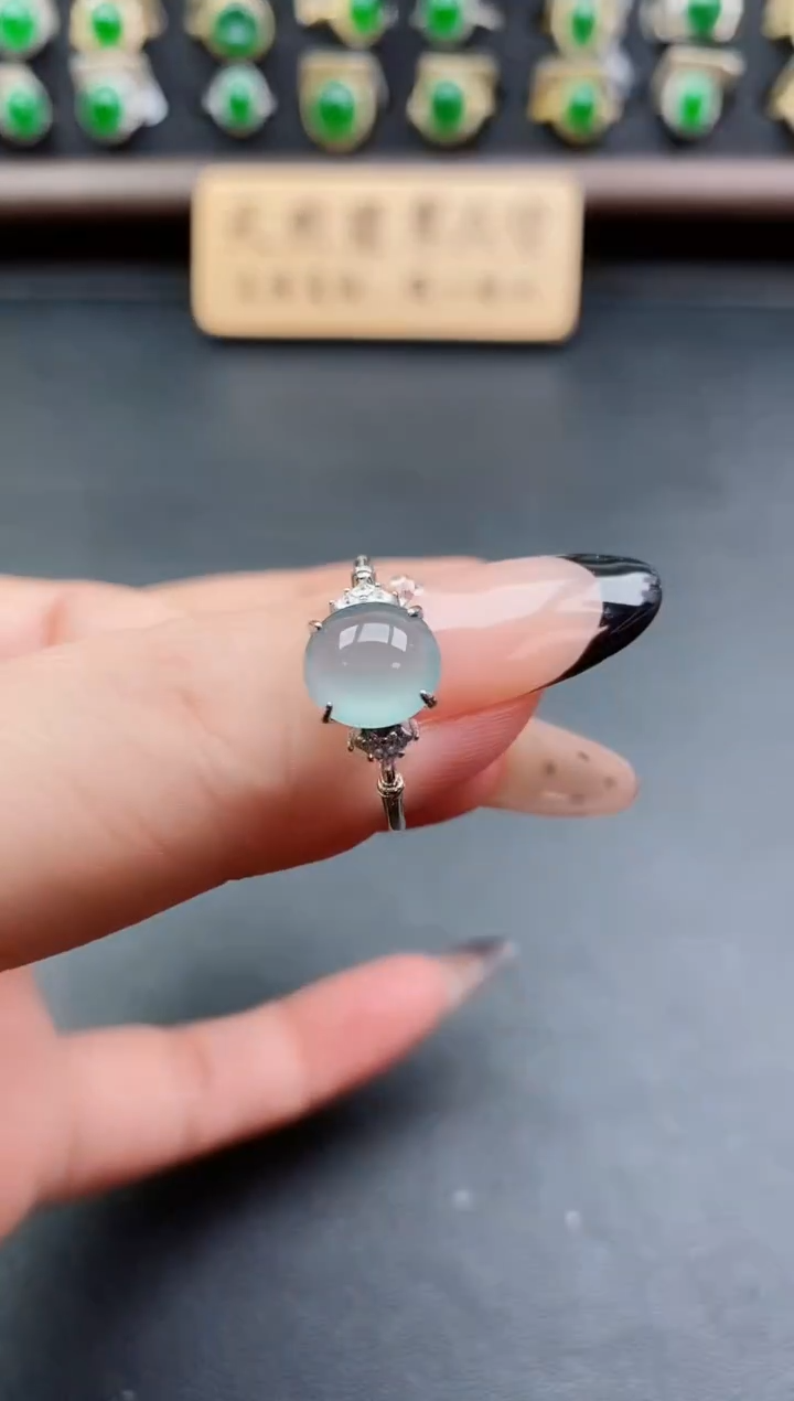 银S925镶嵌戒指翡翠1