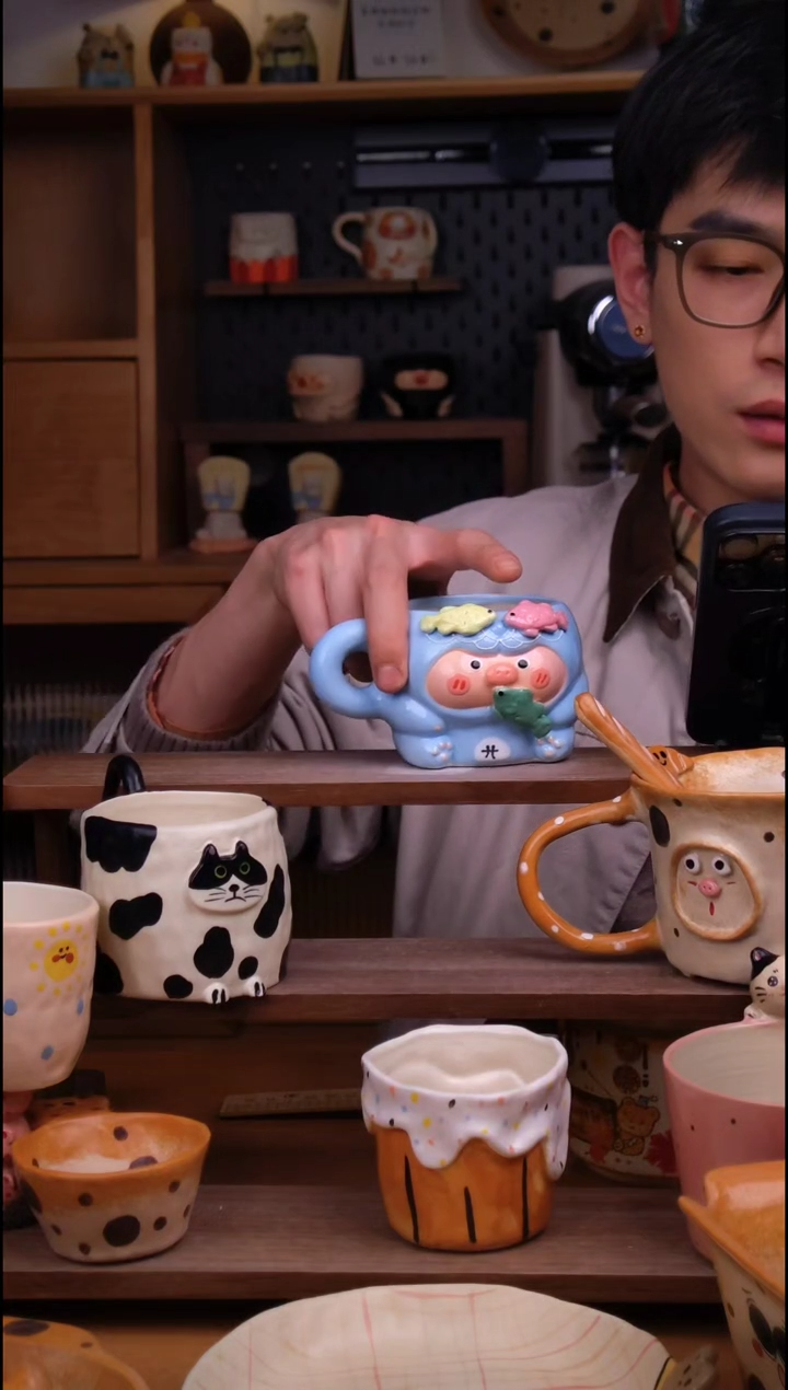 杯子陶景德镇可爱设计师款陶瓷