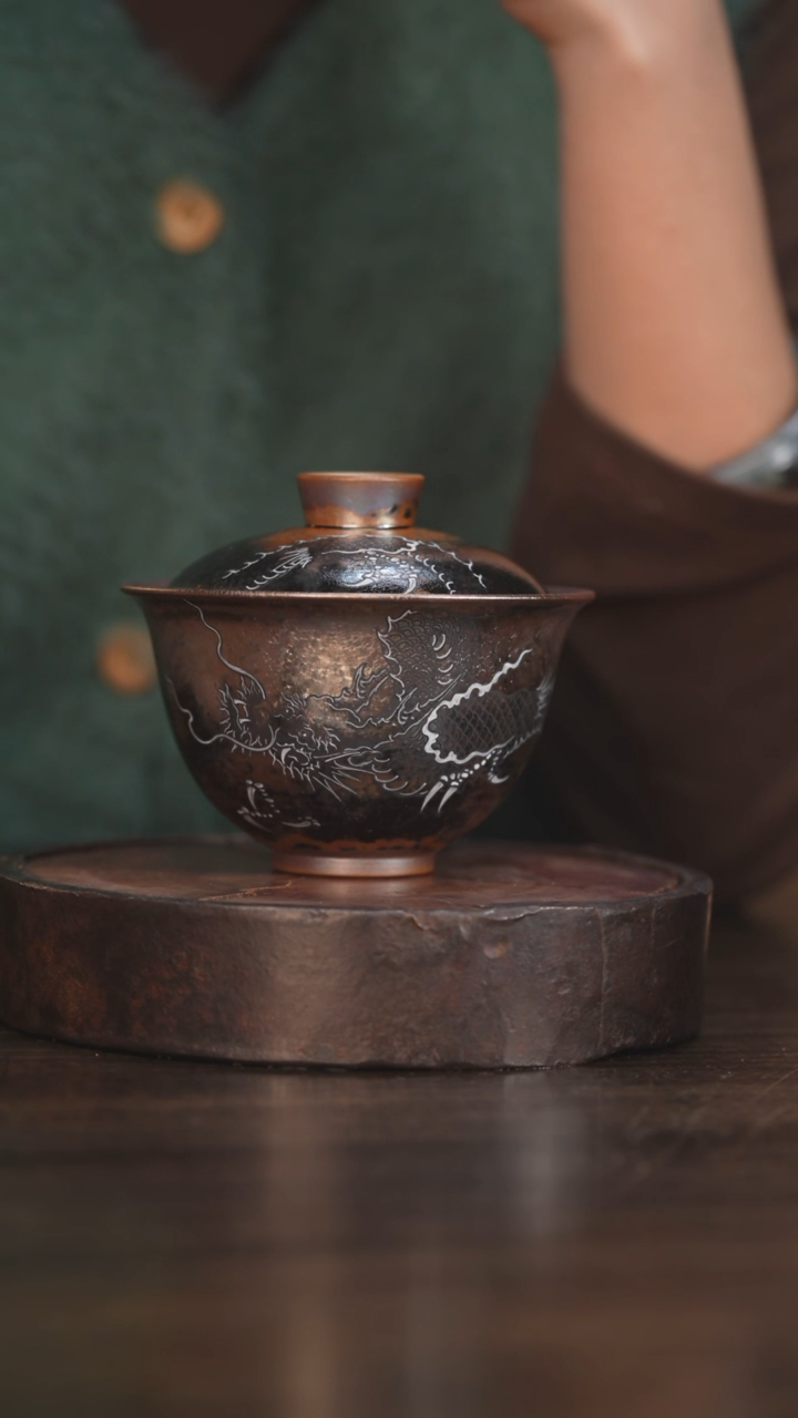 【闪购商品】杯115柴房陶瓷丨龙鳞盖碗