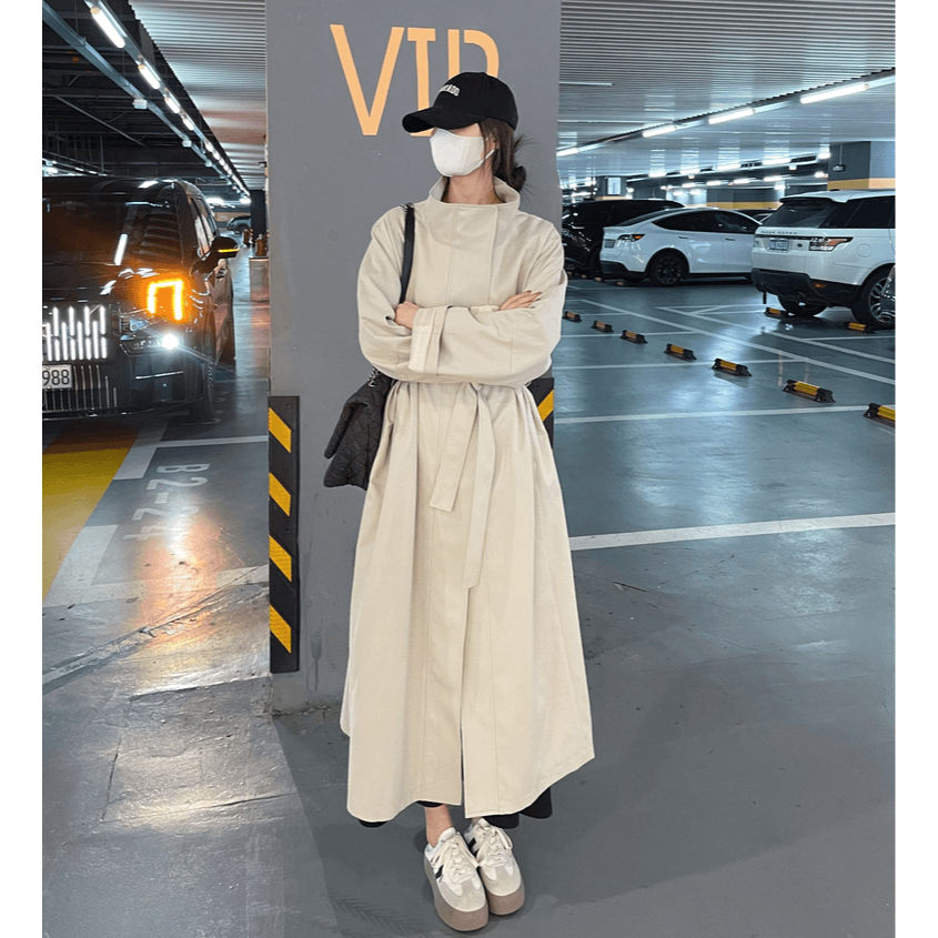 秋季新款慵懒风宽松风衣外套女新款高级垂感休闲中长款大衣