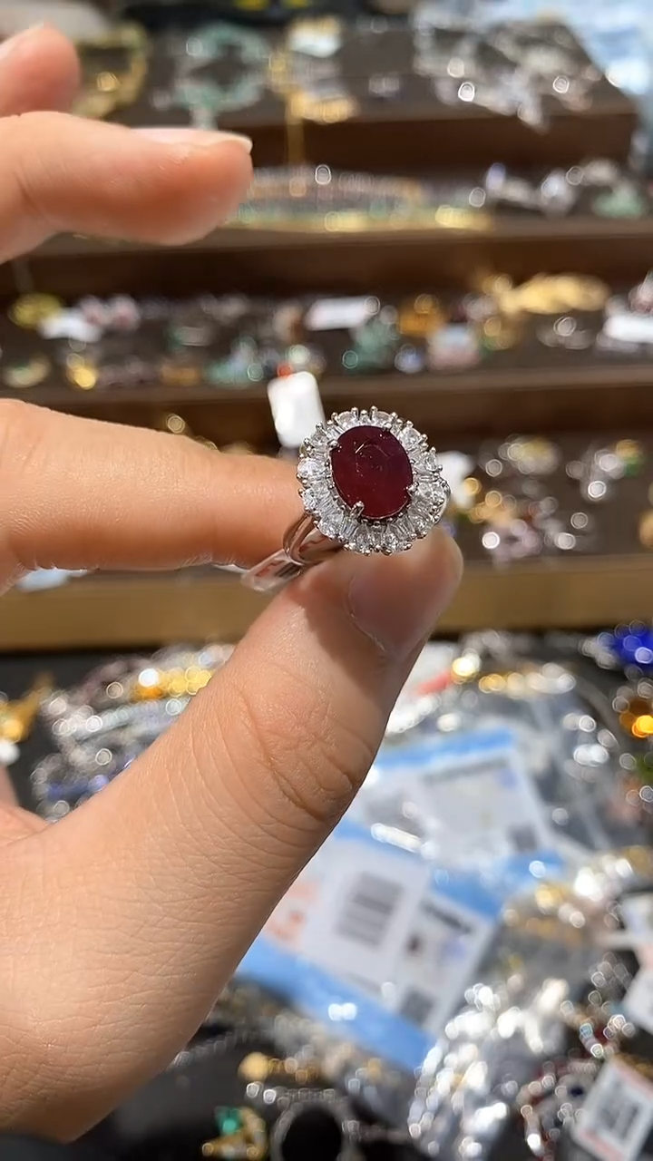 【闪购商品】红宝石戒指银S925镶嵌戒指