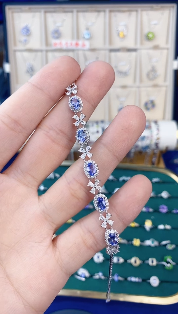 【闪购商品】坦桑石手链银S925镶嵌带证书