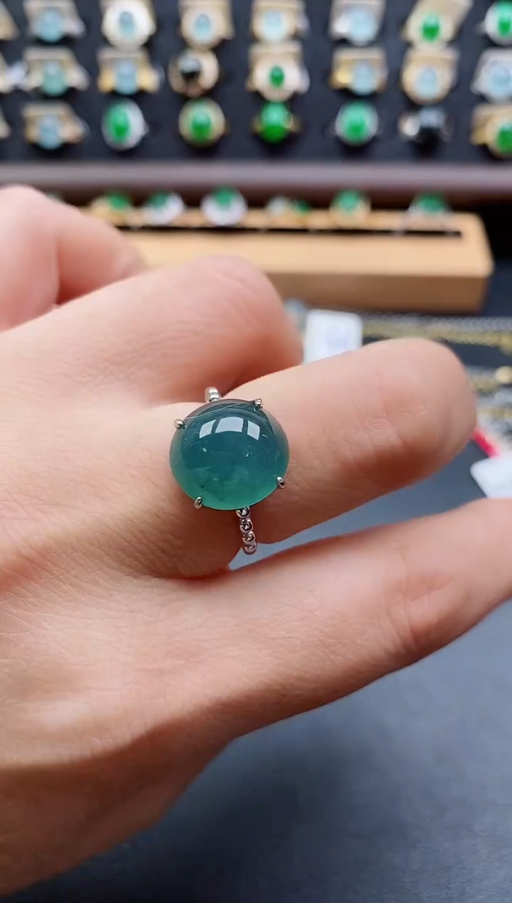 银S925镶嵌戒指翡翠1
