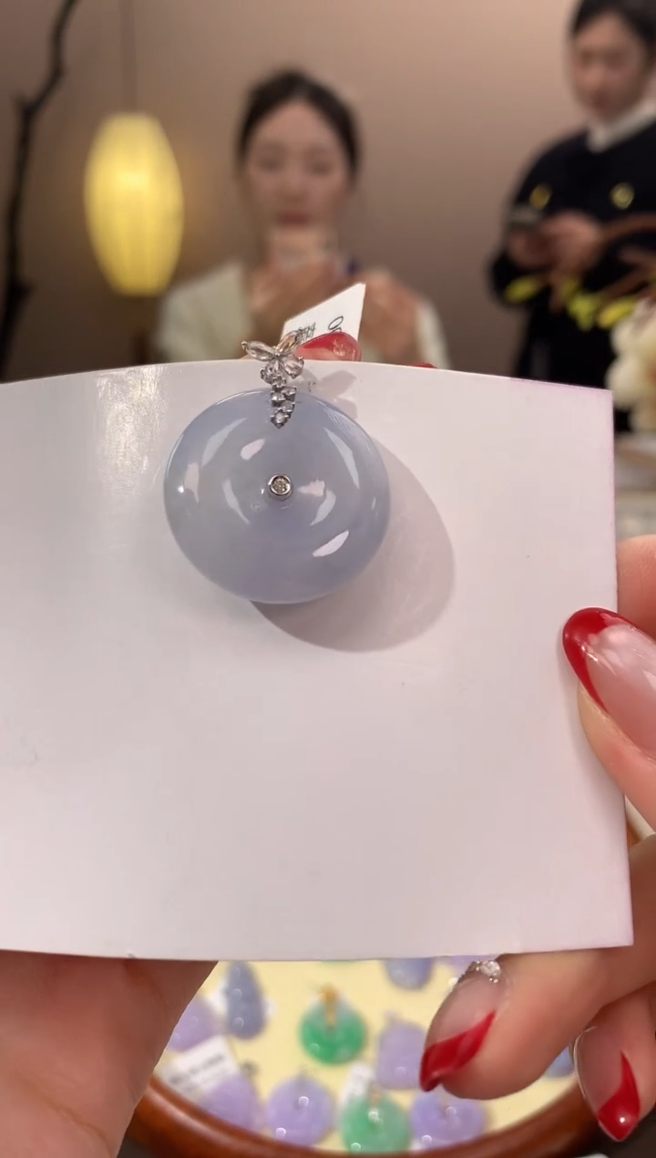 【闪购商品】翡翠颈饰18K金镶嵌天然缅甸a货翡翠