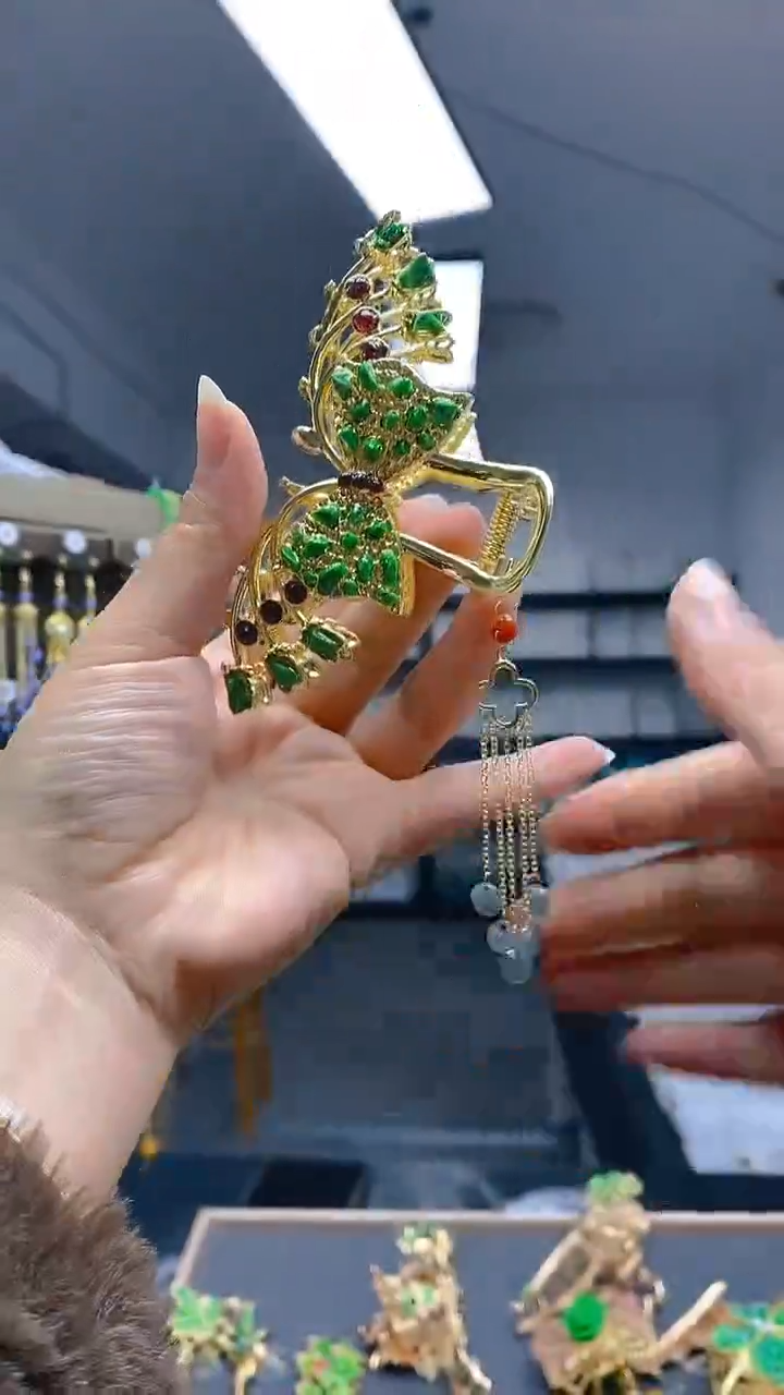 【闪购商品】翡翠耳饰合金0158翡翠发簪